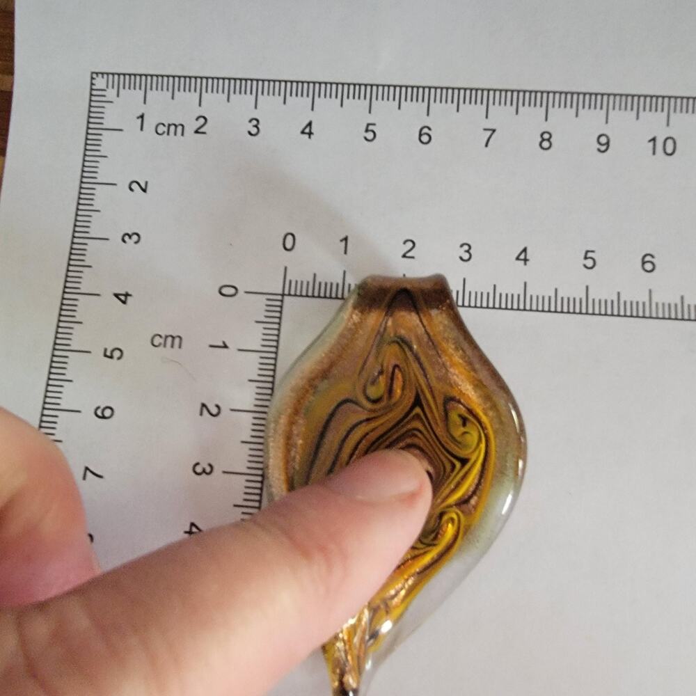 Charm Gold Glass Pendant Swirl Lampwork Bail Handmade Leaf Drop Necklace - Picture 8 of 8